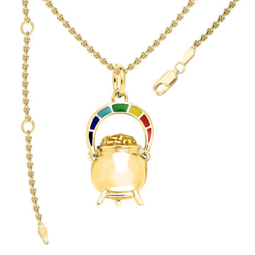 Dazzling Elegance: Solid Gold Goddess Danu Necklace by Peter Stone Jewelry – Unveiling the Allure of the Rainbow's Golden Secret GSE191 - Jewelry